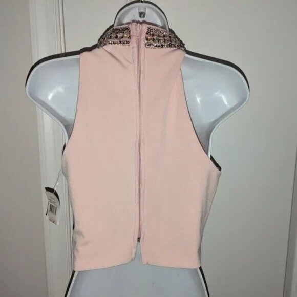 *3 FOR $9* NEW Crystal Doll Beaded Crystal Sequin High Neck Formal Tank Top XS - Picture 2 of 3
